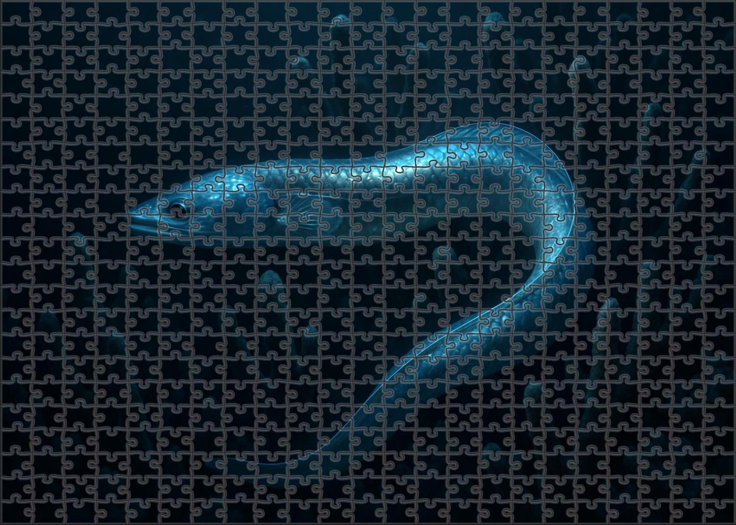 Moonlit Coral Serpent Elongated Eel-like Fish With Silvery Scales And Subtle Glow 200 Piece Puzzle