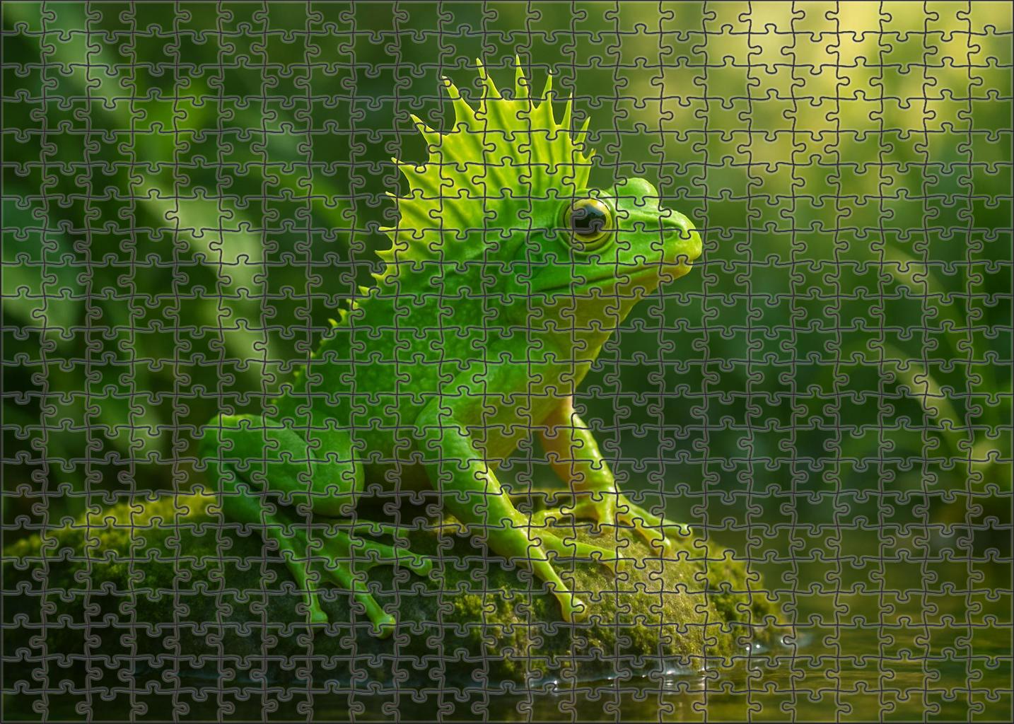 Jade Crest Hopper Vibrant Amphibian With High Leaping Ability And Unique Vocalizations Premium Puzzle Pieces