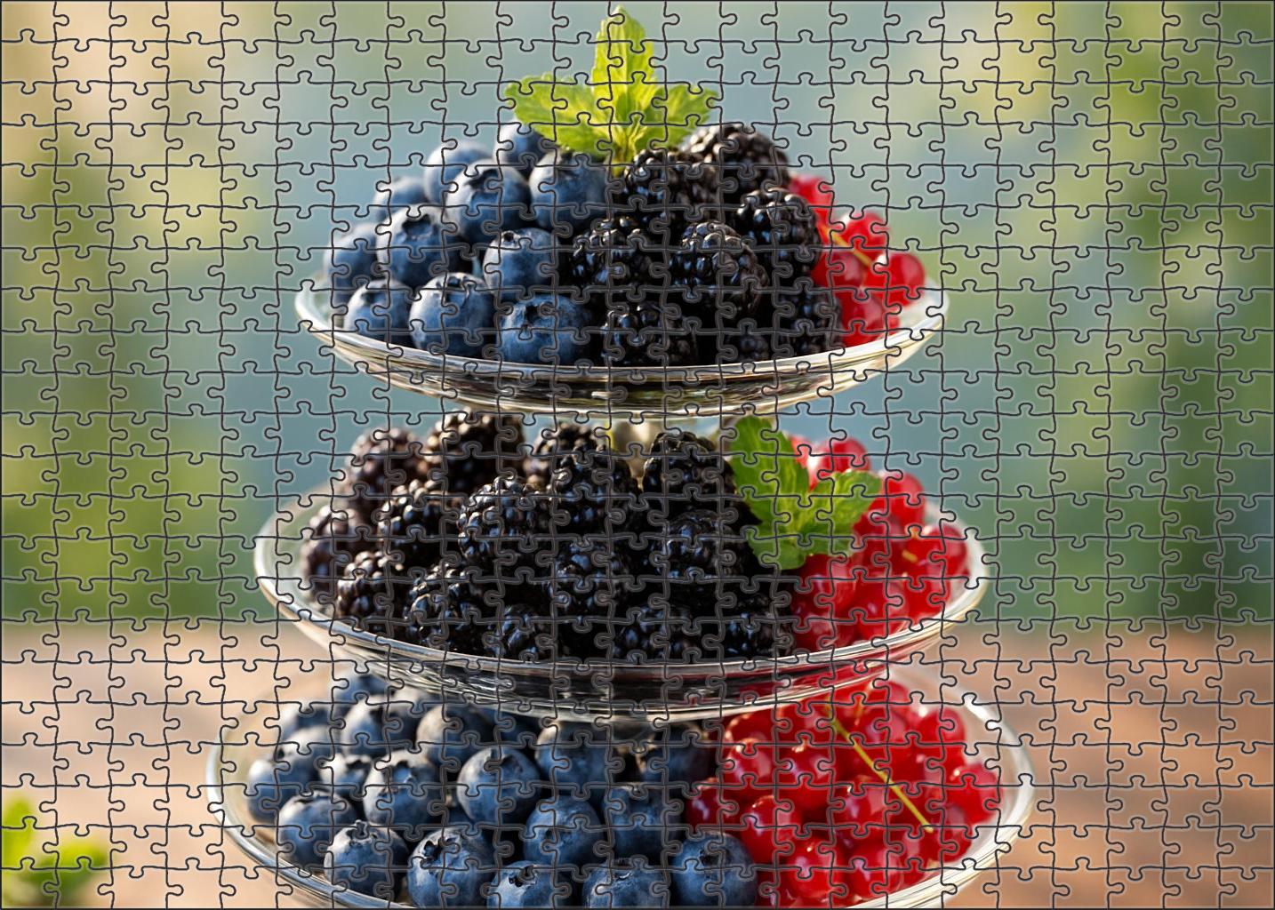 Frosted Berry Cascade Blueberries Blackberries And Red Currants 20 Piece Puzzle