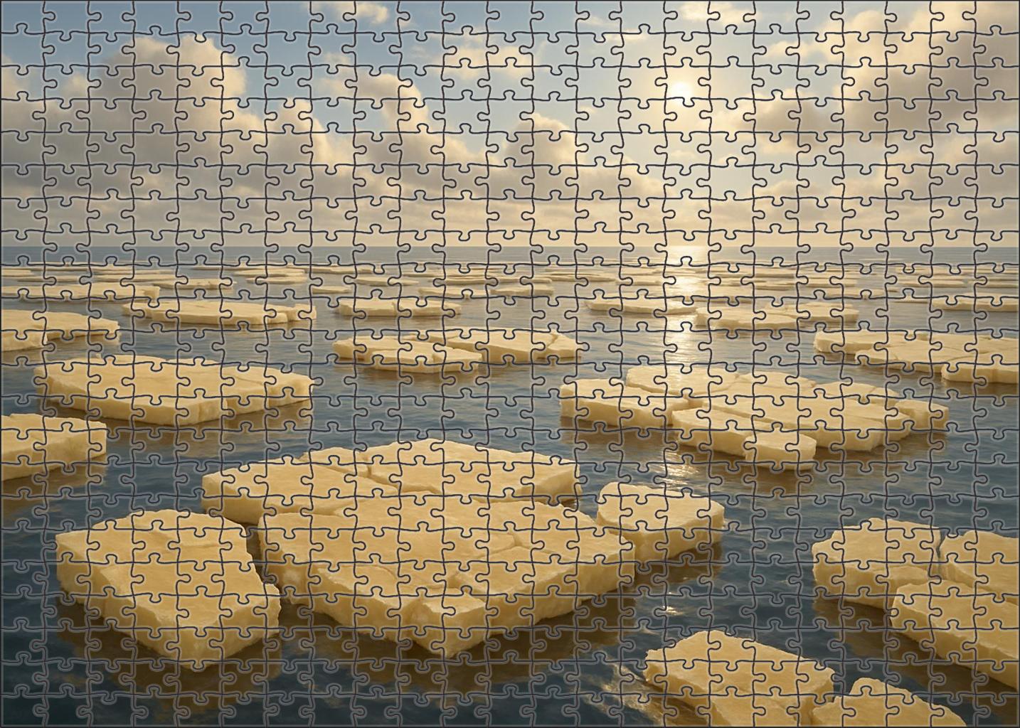 Amber Ice Shelf Edge Fragmented Floes Under Pale Arctic Light 50 Piece Puzzle