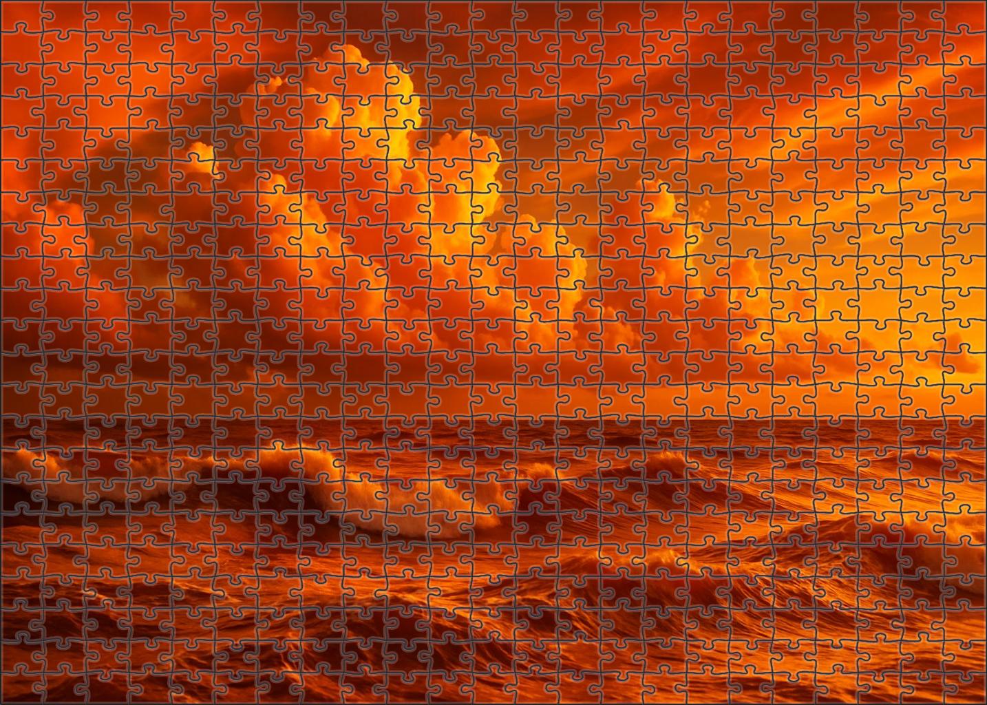 Saffron Wave Dusk Puzzle For Adults
