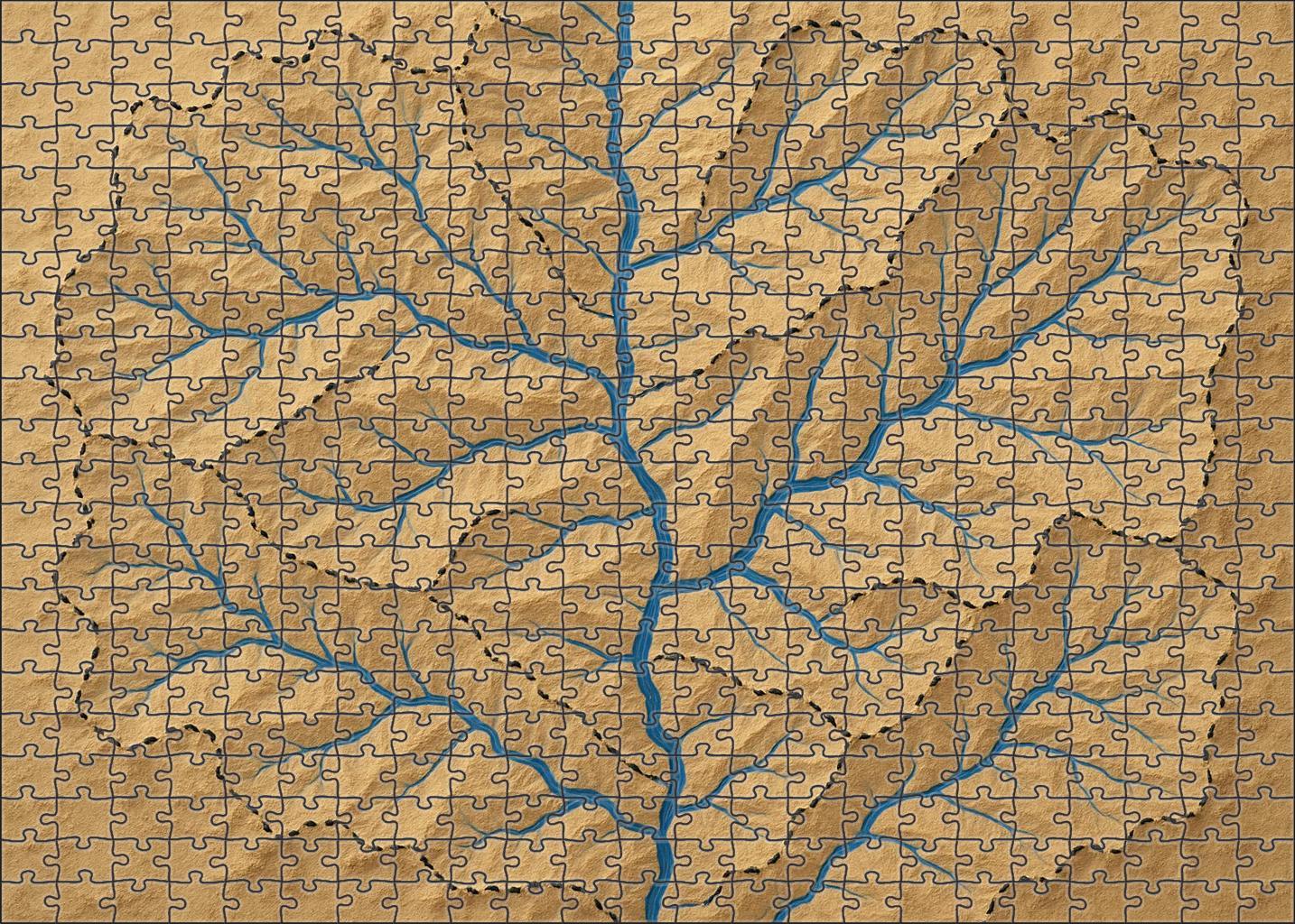 Fluvial Basin Hydrology Map Puzzle For Adults