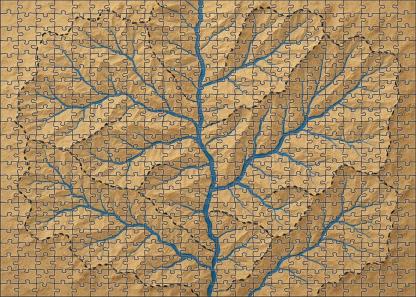 Fluvial Basin Hydrology Map Puzzle For Adults