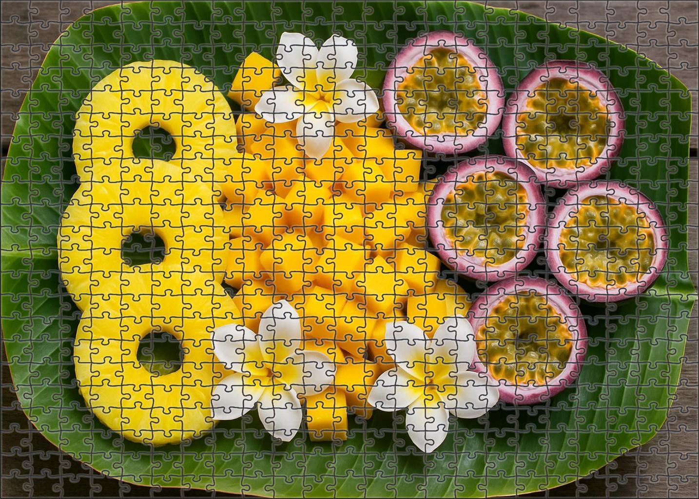 Tropical Lagoon Pineapple Rings Mango Cubes And Passion Fruit Halves Premium Puzzle Pieces