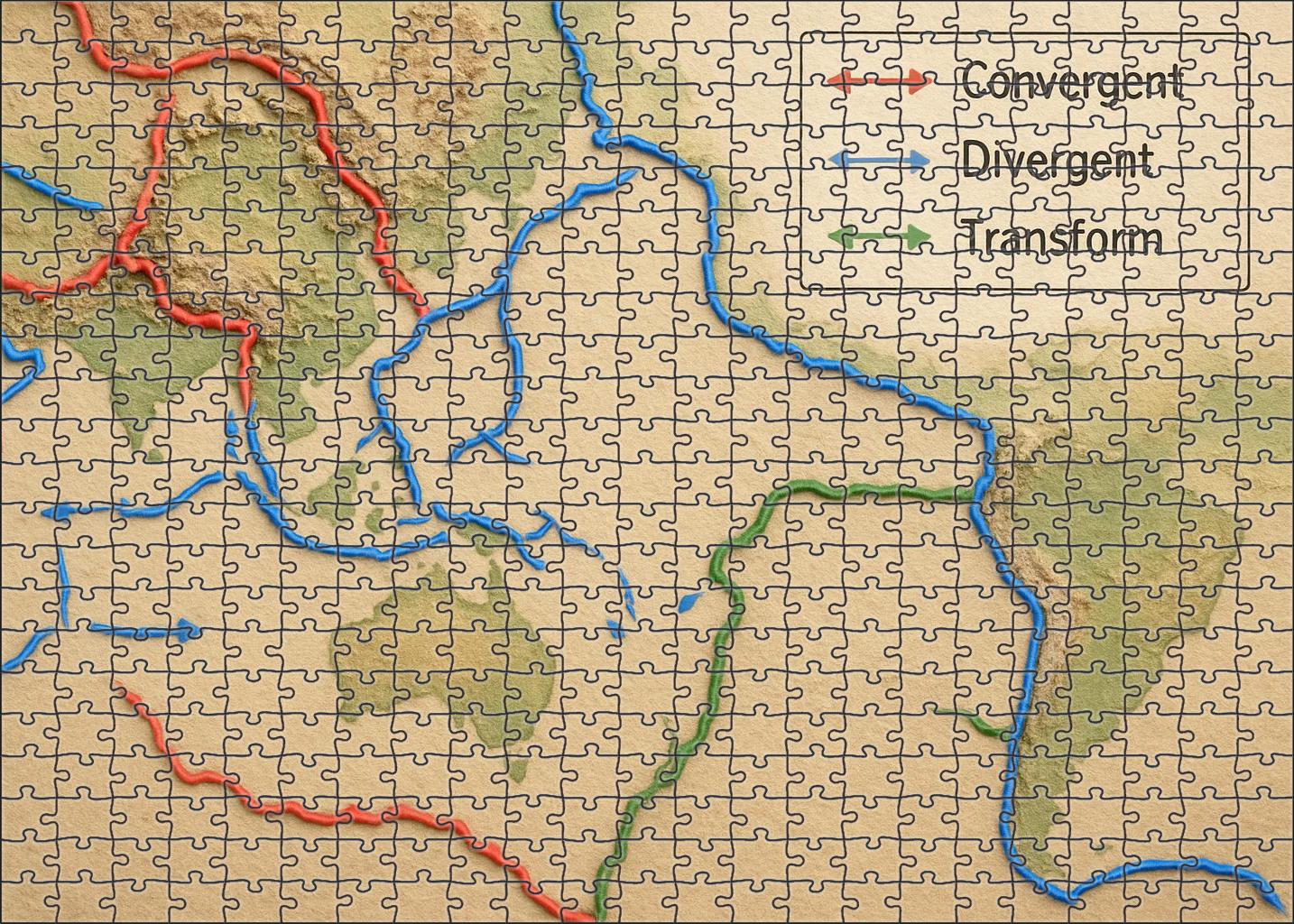 Tectonic Boundary Lineament Map Easy Puzzles