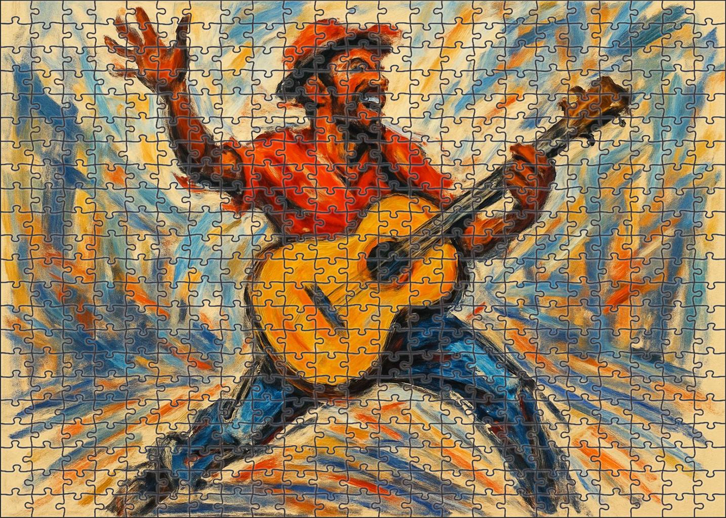 Dynamic Street Performer Sketch Loose Charcoal And Energetic Gesture Large Format Puzzle