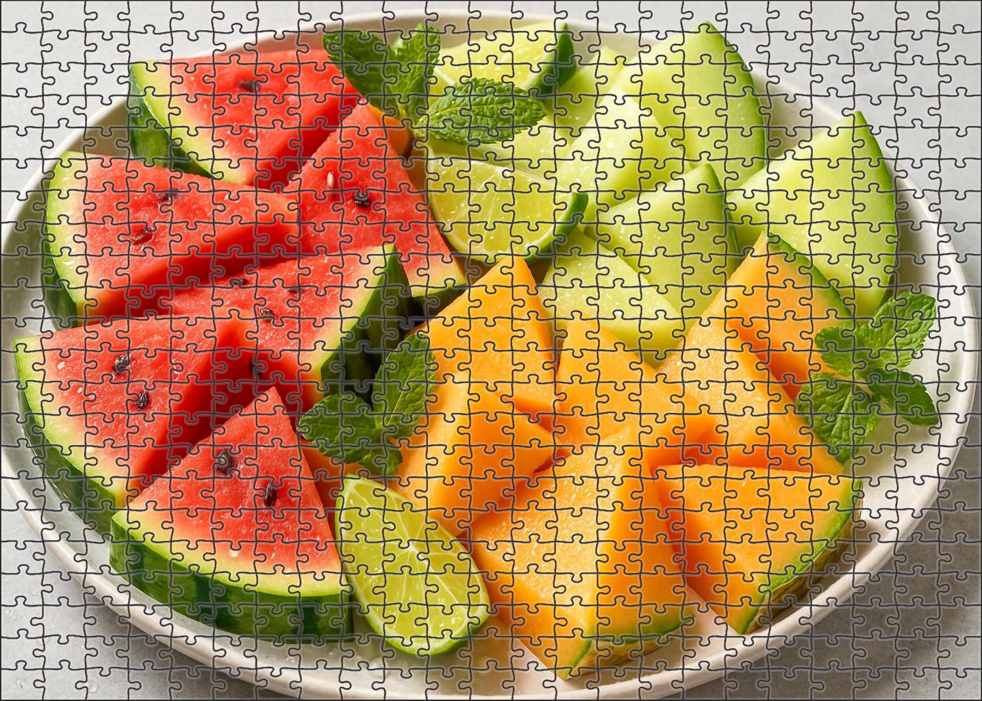 Sunrise Melon Medley Watermelon Cantaloupe And Honeydew Trio 100 Piece Puzzle