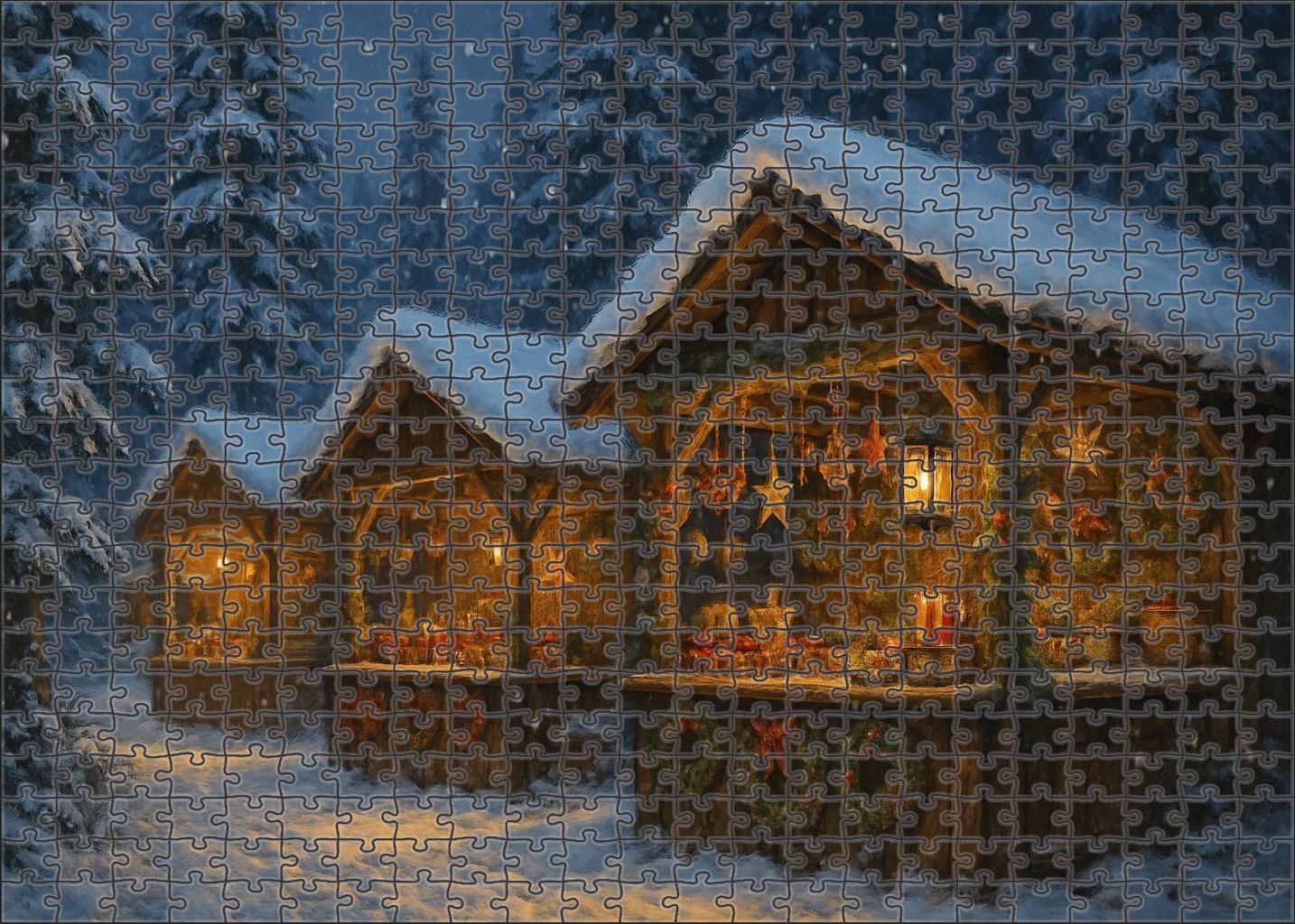 Frosted Pinewood Market Evergreen Canopies And Handmade Treasures 100 Piece Puzzle