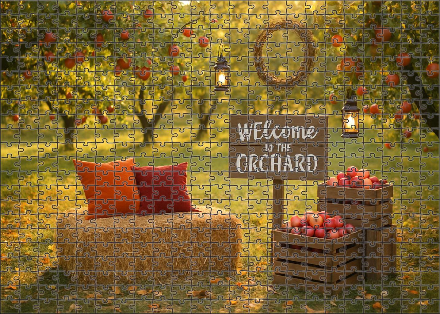 Radiant Autumn Orchard Gathering Large Format Puzzle