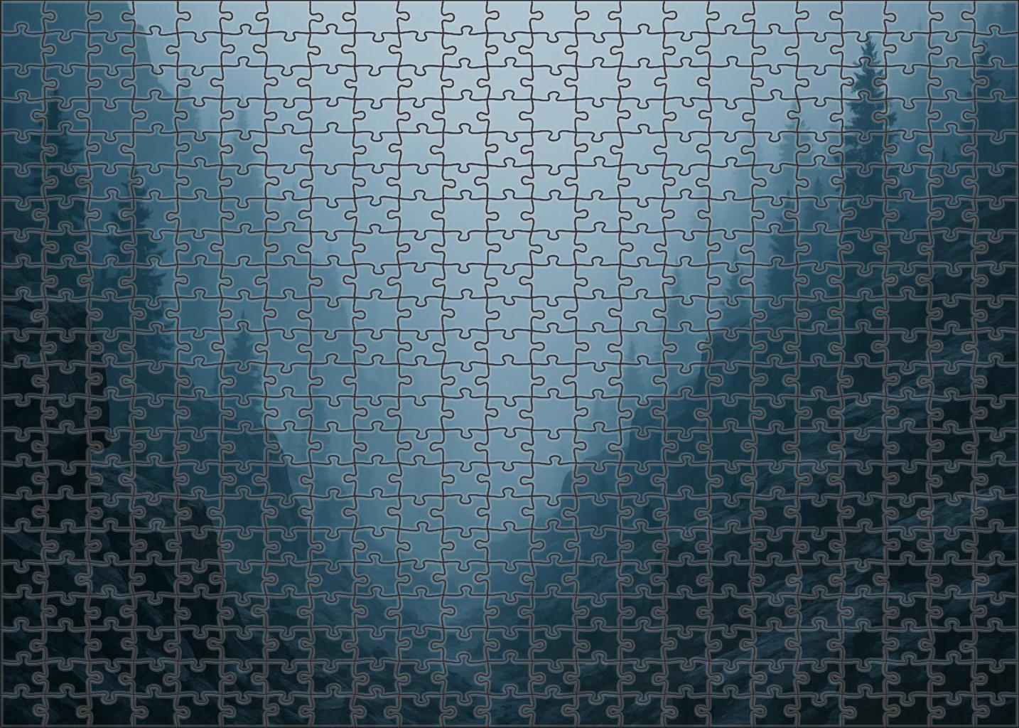Mist-hung Mountain Pass Premium Puzzle Pieces