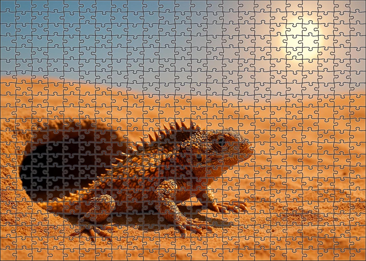 Amber Spine Lizard Desert Dweller With Sun-reflecting Scales And Rapid Burrowing Ability Puzzle Collection