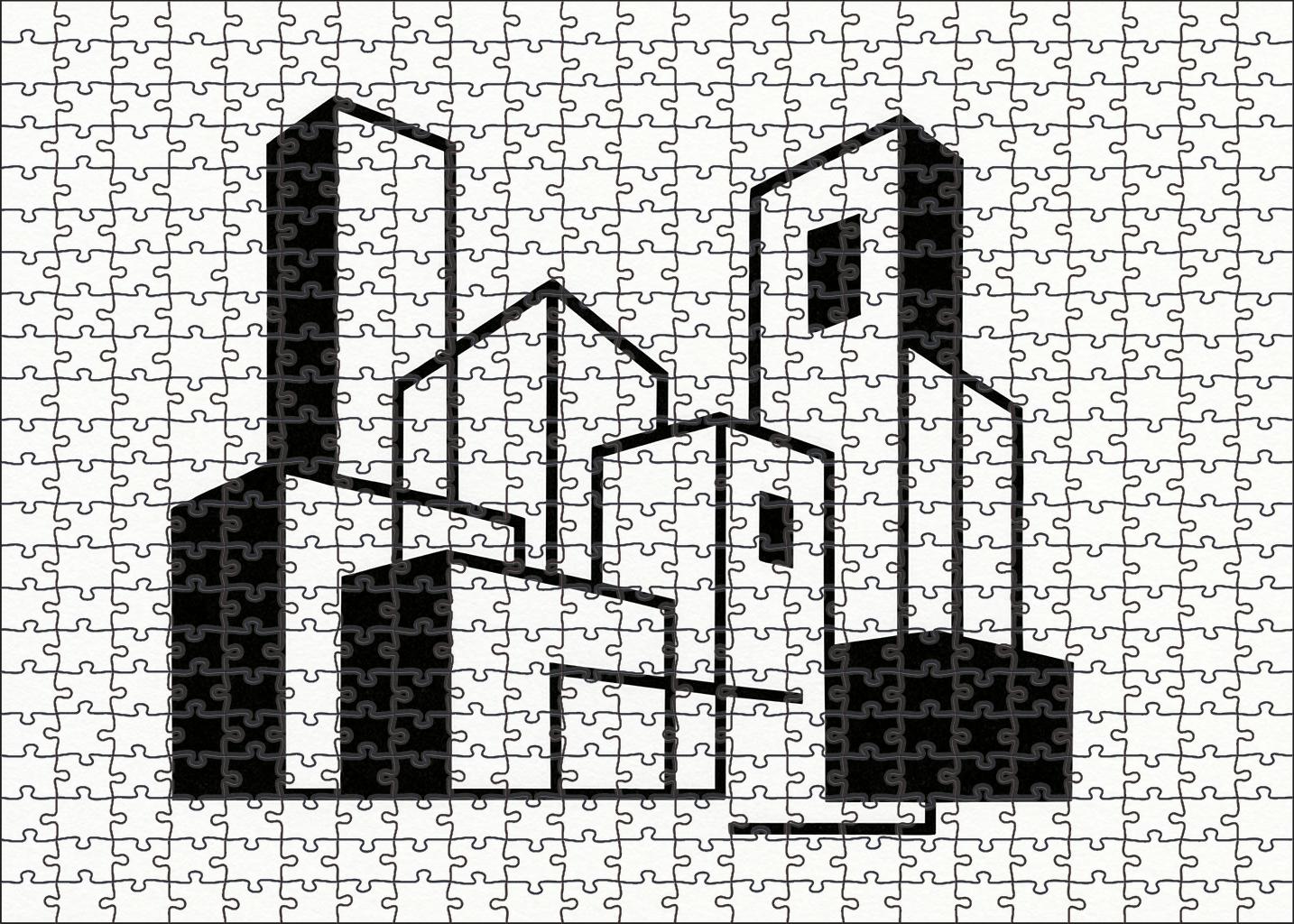 Abstract Architectural Forms Minimalist Ink And Negative Space Puzzle Challenge