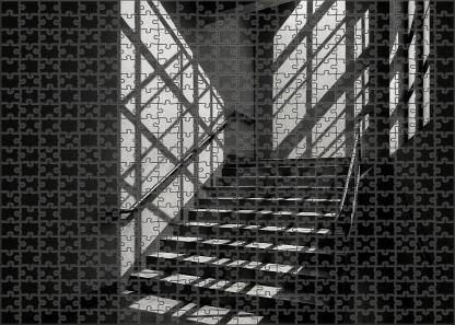 Architectural Stairwell Study Technical Ink Drawing With Crosshatch Shadows 20 Piece Puzzle