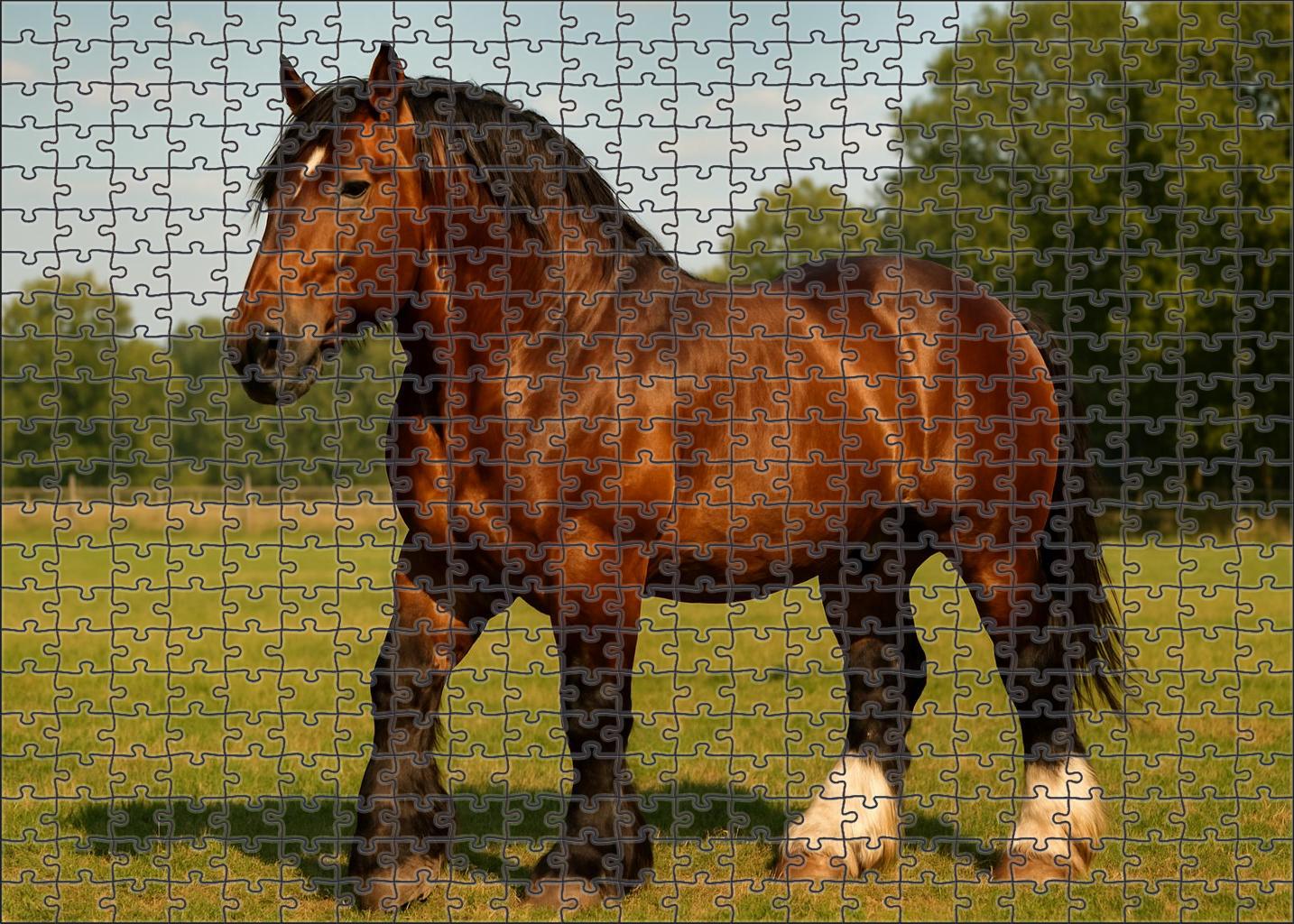 Ironclad Titan Robust Bay Draft Stallion With Commanding Presence Puzzle For Kids