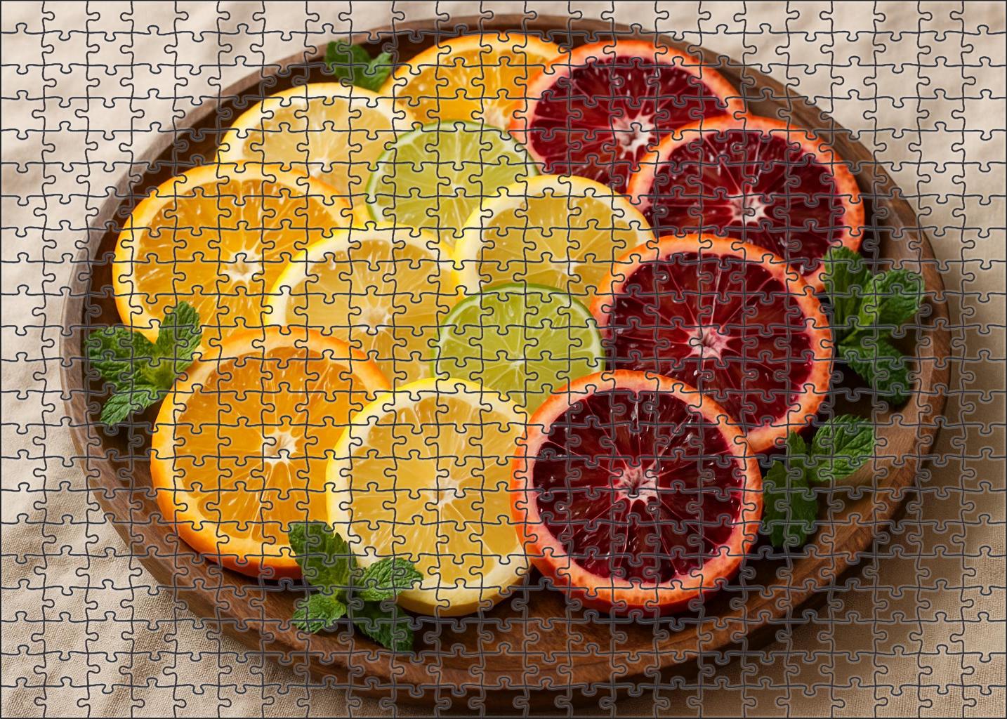 Citrus Symphony Layered Citrus Wheels With Mint Sprigs Large Format Puzzle