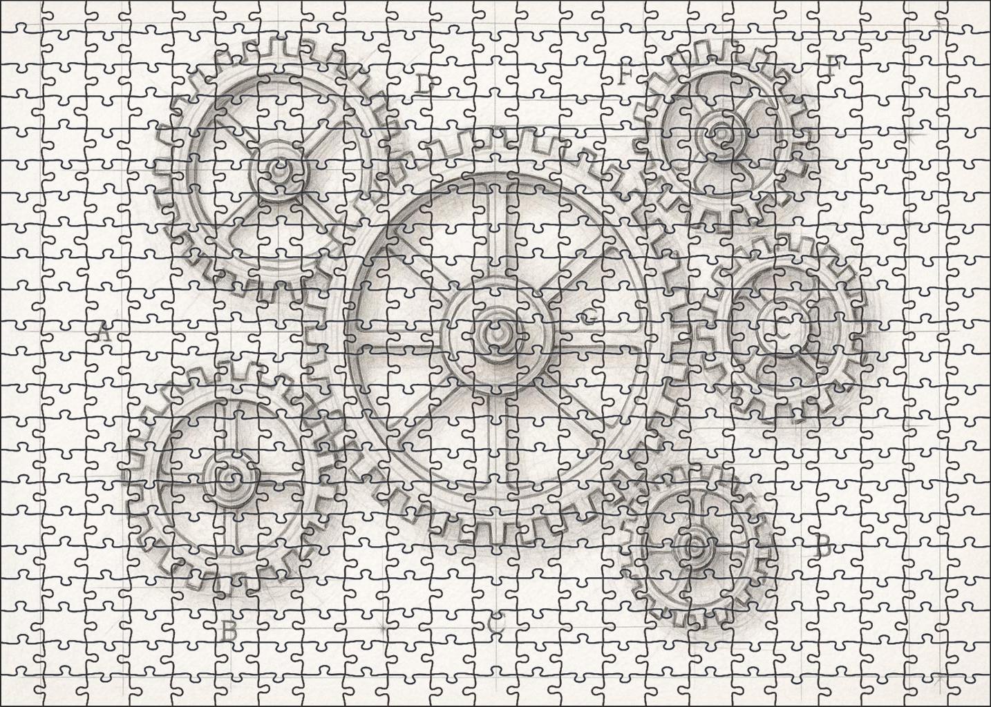 Mechanical Device Blueprint Technical Pencil And Ruler Precision Puzzle Challenge