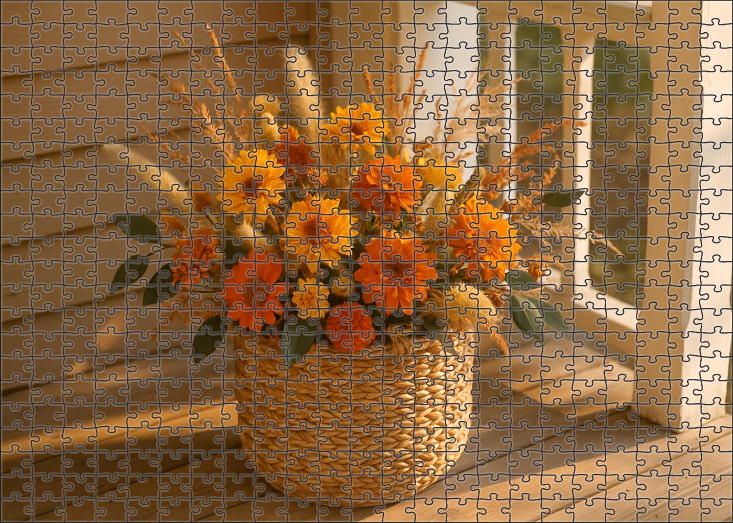 Golden Autumn Harvest Basket Puzzle Challenge