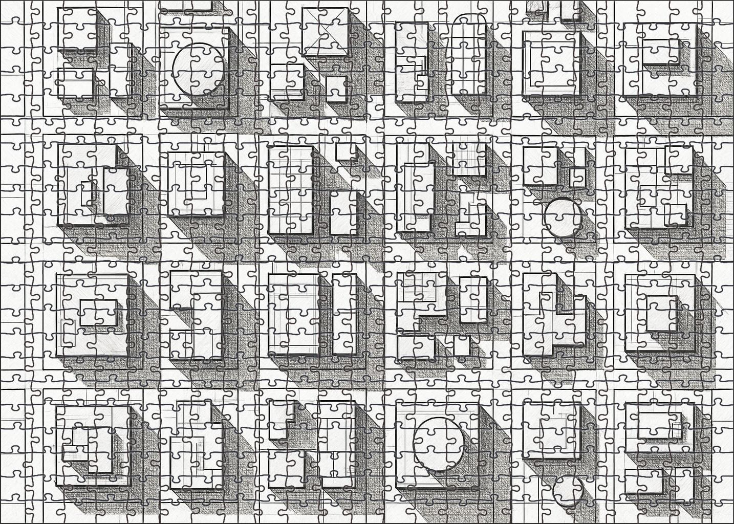 Futuristic City Grid Technical Pen Illustration With Geometric Precision Large Format Puzzle
