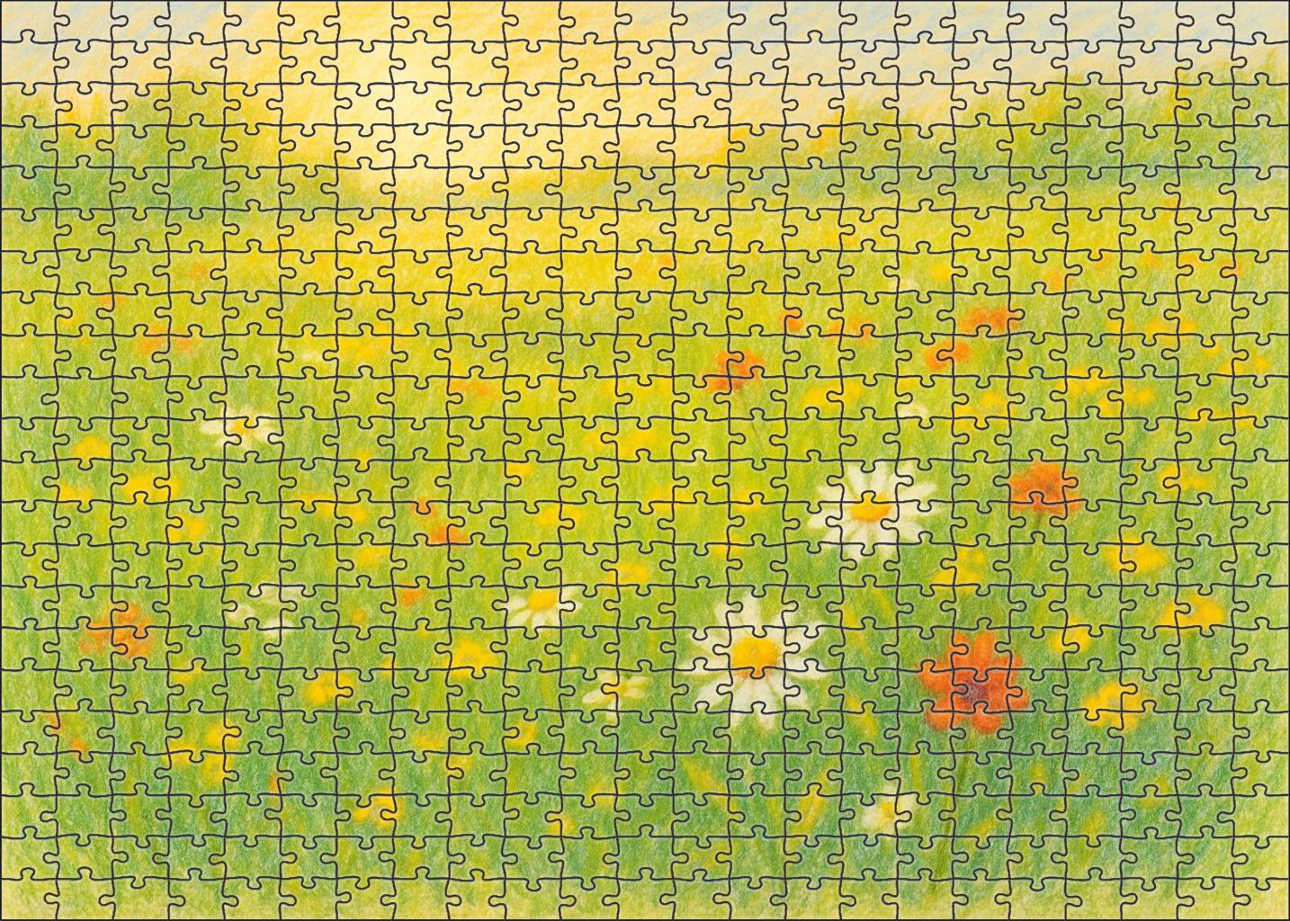 Sunlit Meadow Study Colored Pencil Layers With Gentle Line Definition Large Format Puzzle