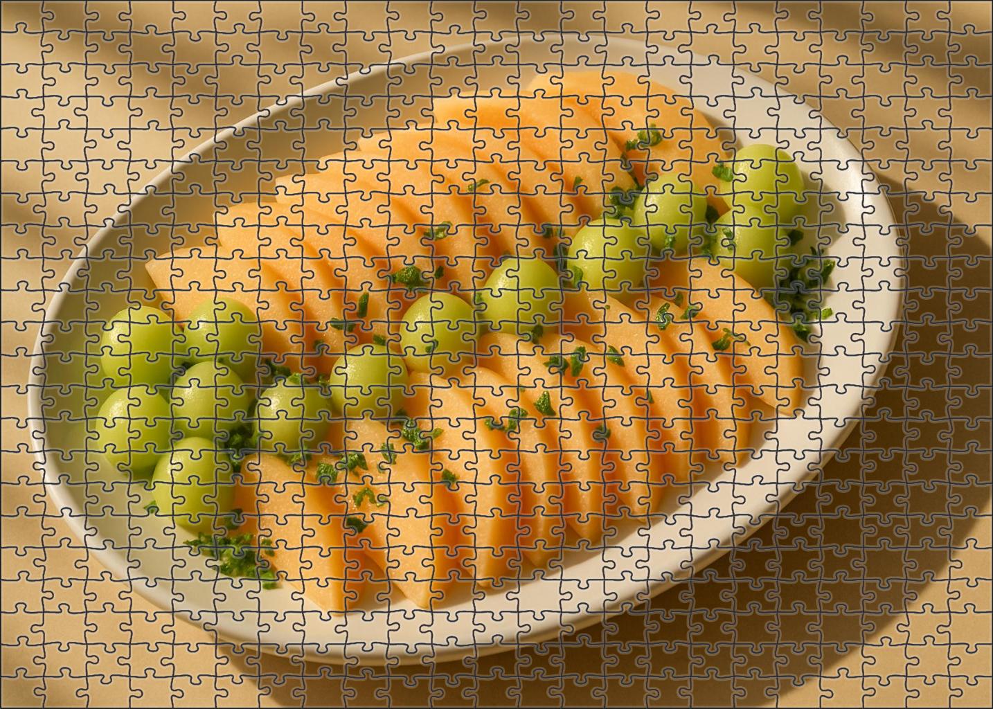 Sun-kissed Melon Medley Artful Arrangement Of Slices And Balls Puzzle Challenge