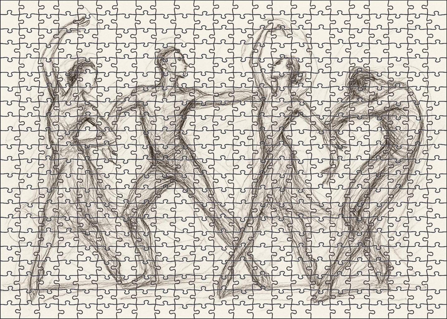 Expressive Human Figure Gesture Rapid Pencil Sketches Capturing Movement Large Format Puzzle