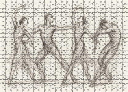 Expressive Human Figure Gesture Rapid Pencil Sketches Capturing Movement Large Format Puzzle