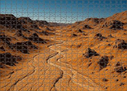 Amber Valley Winding Washes Through Rugged Dune Fields Large Format Puzzle