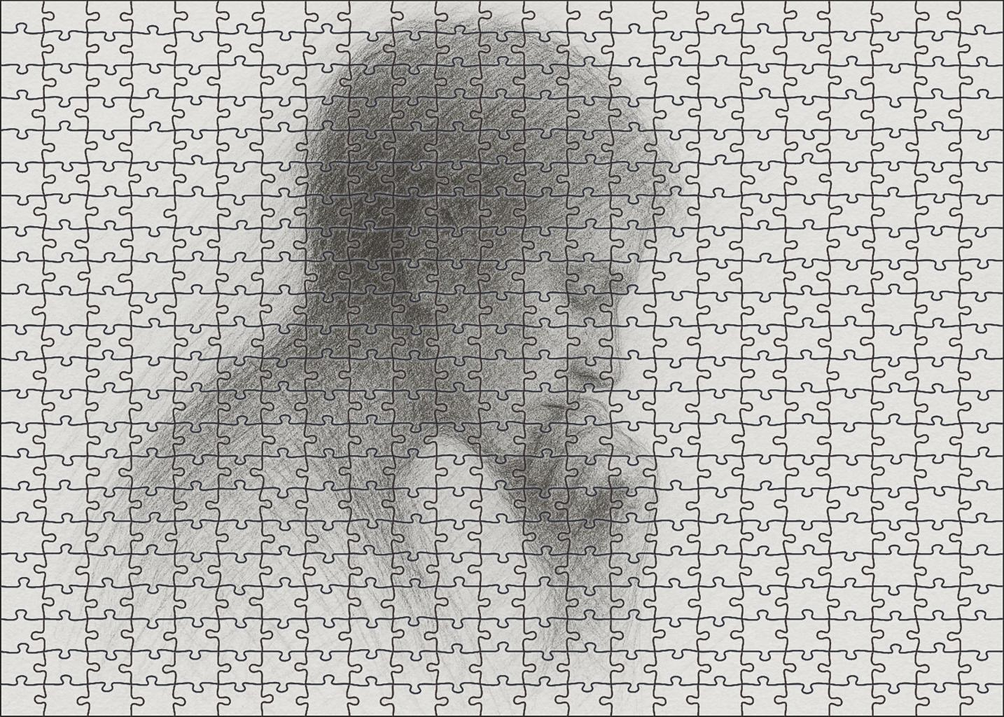 Portrait Silhouette With Layered Graphite Hatching Custom Jigsaw Puzzle