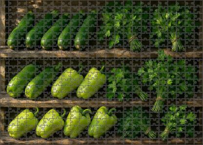Green Market Fresh Zucchini Green Peppers And Fresh Herb Bounty 100 Piece Puzzle