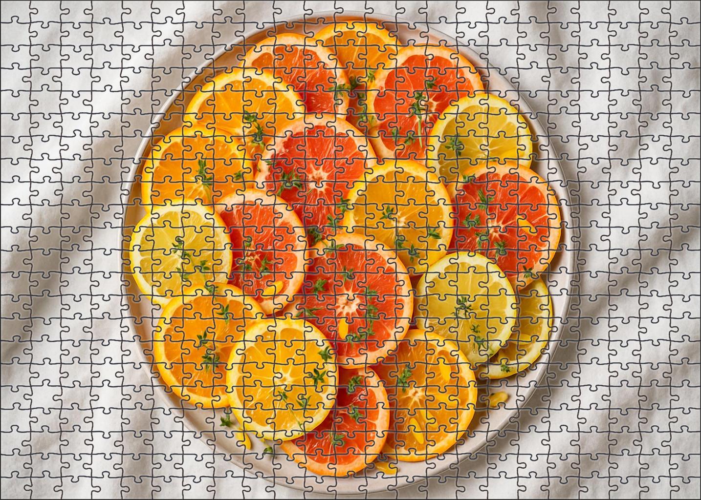 Citrus Sunrise Layered Slices Of Oranges Grapefruits And Kumquats Premium Puzzle Pieces