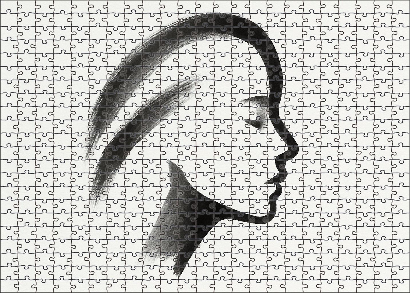Ethereal Portrait Silhouette Minimalist Brush Pen With Negative Space Play Mini Puzzle