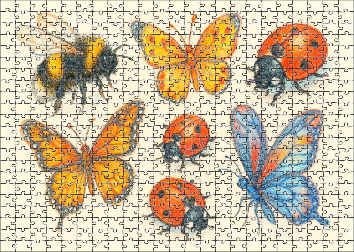 Whimsical Garden Creatures Playful Colored Pencil Illustrations Of Insects Puzzle Collection