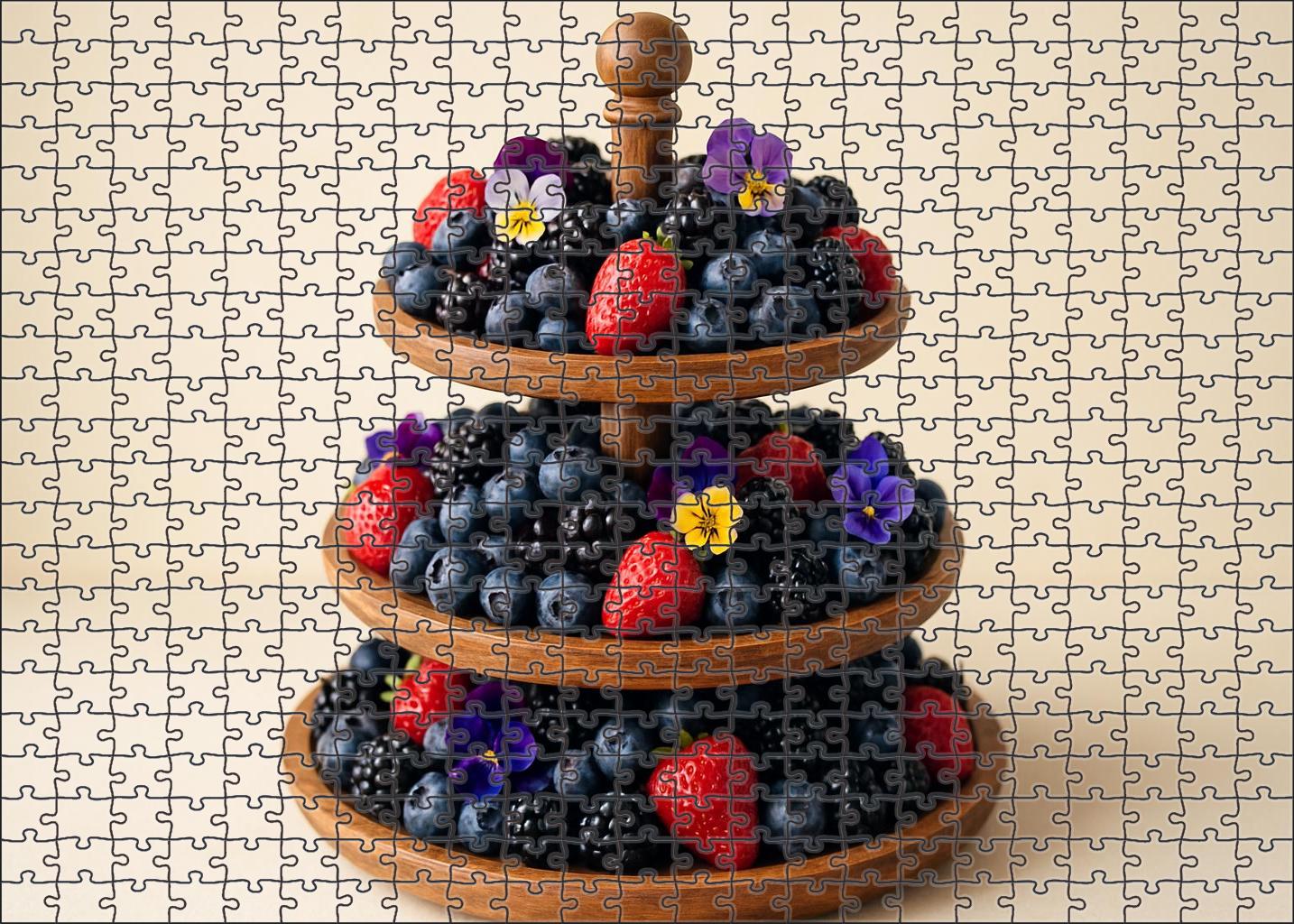 Berry Orchard Fantasy Layered Berries With Edible Flower Petals Puzzle Challenge