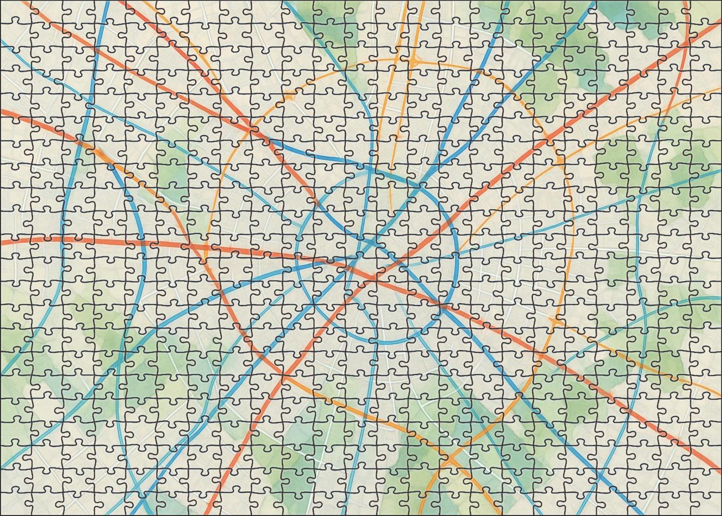 Multilayered Urban Infrastructure Diagram Puzzle Collection