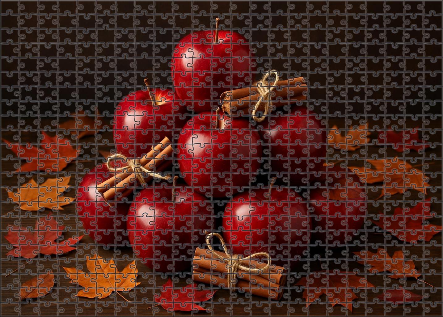 Candy Apple Orchard Glossy Red Apples And Cinnamon Stick Accents Puzzle Challenge
