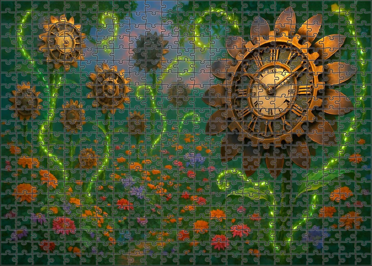 Clockwork Blossom Garden 500 Piece Puzzle