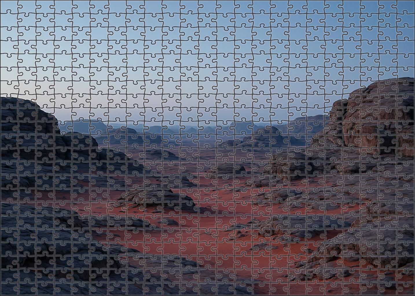 Silent Plateau Windswept Rocky Desert Under Pale Dawn Puzzle Challenge