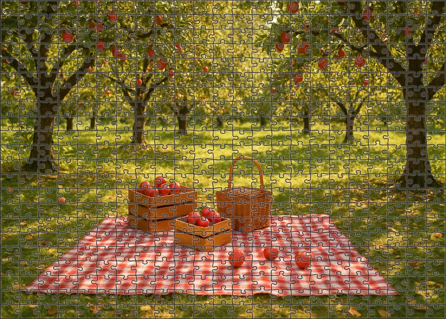 Sunlit Orchard Picnic Unique Puzzle Design