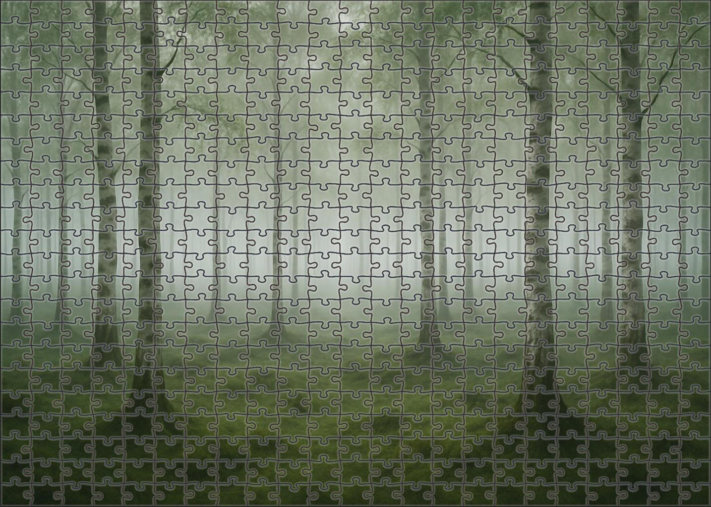 Silent Birch Grove In Morning Mist Puzzle For Kids