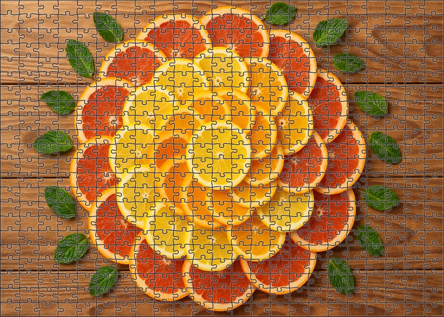 Sunset Citrus Spiral An Artful Array Of Sliced Oranges Lemons And Blood Oranges 1000 Piece Puzzle
