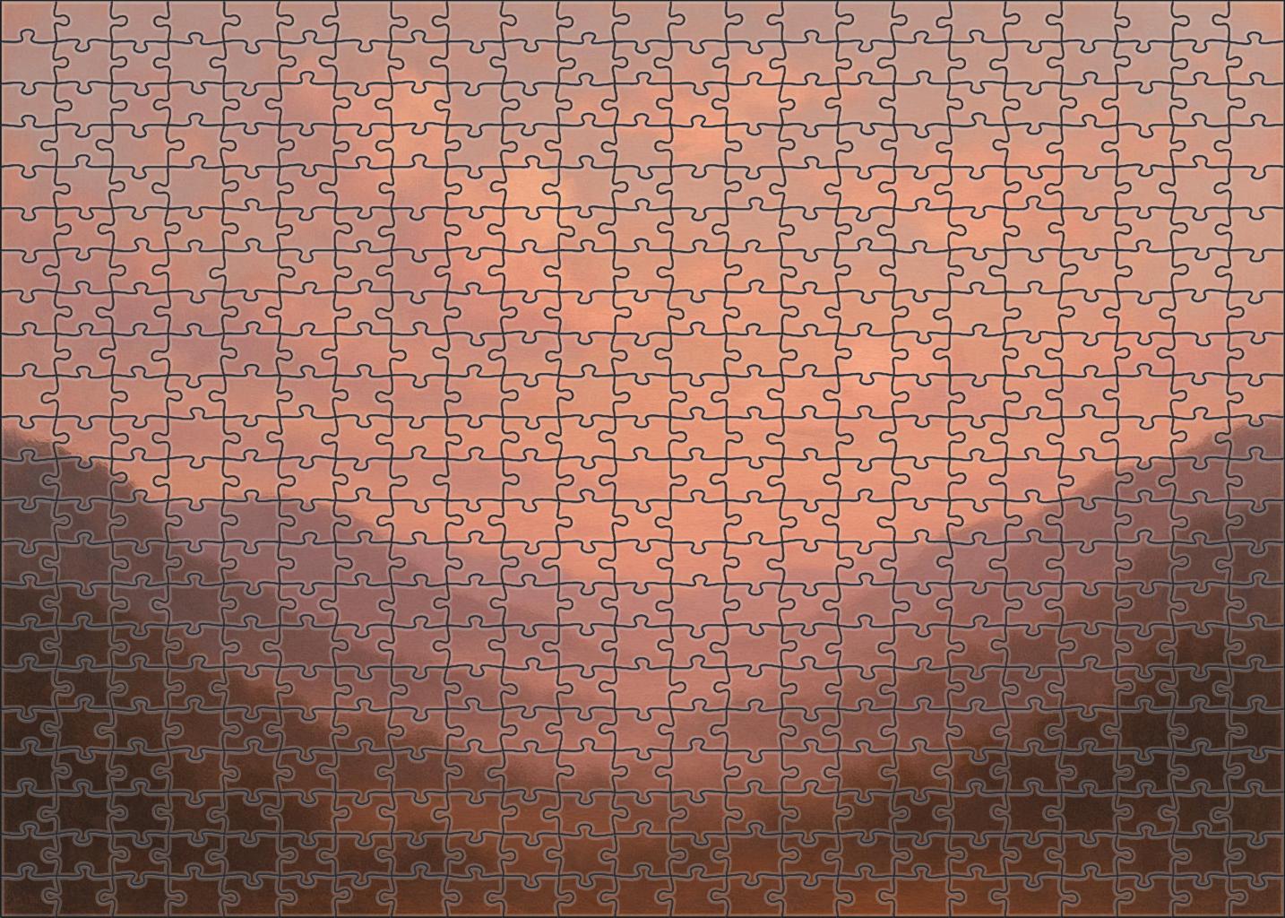 Soft Peach Mist Over Quiet Valley Mini Puzzle