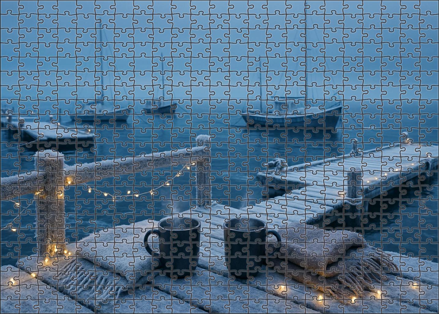 Icy Harbor Gathering 1000 Piece Puzzle