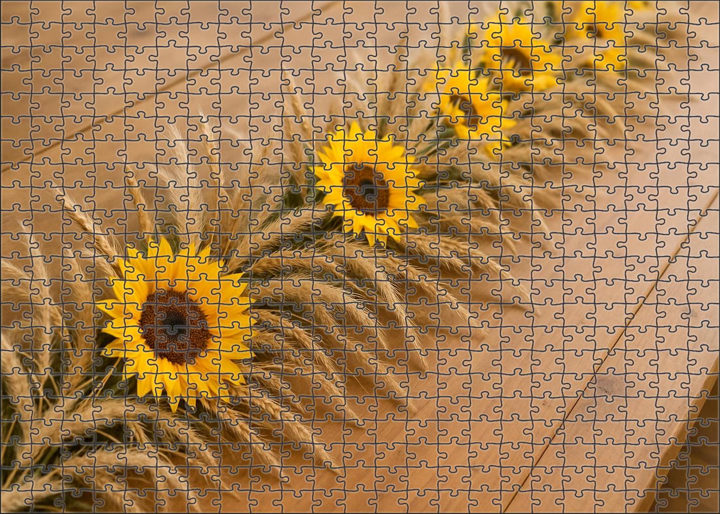 Golden Meadow Table Garland Sunflower-hued Blooms With Wheat And Wild Grass Accents Puzzle For Kids