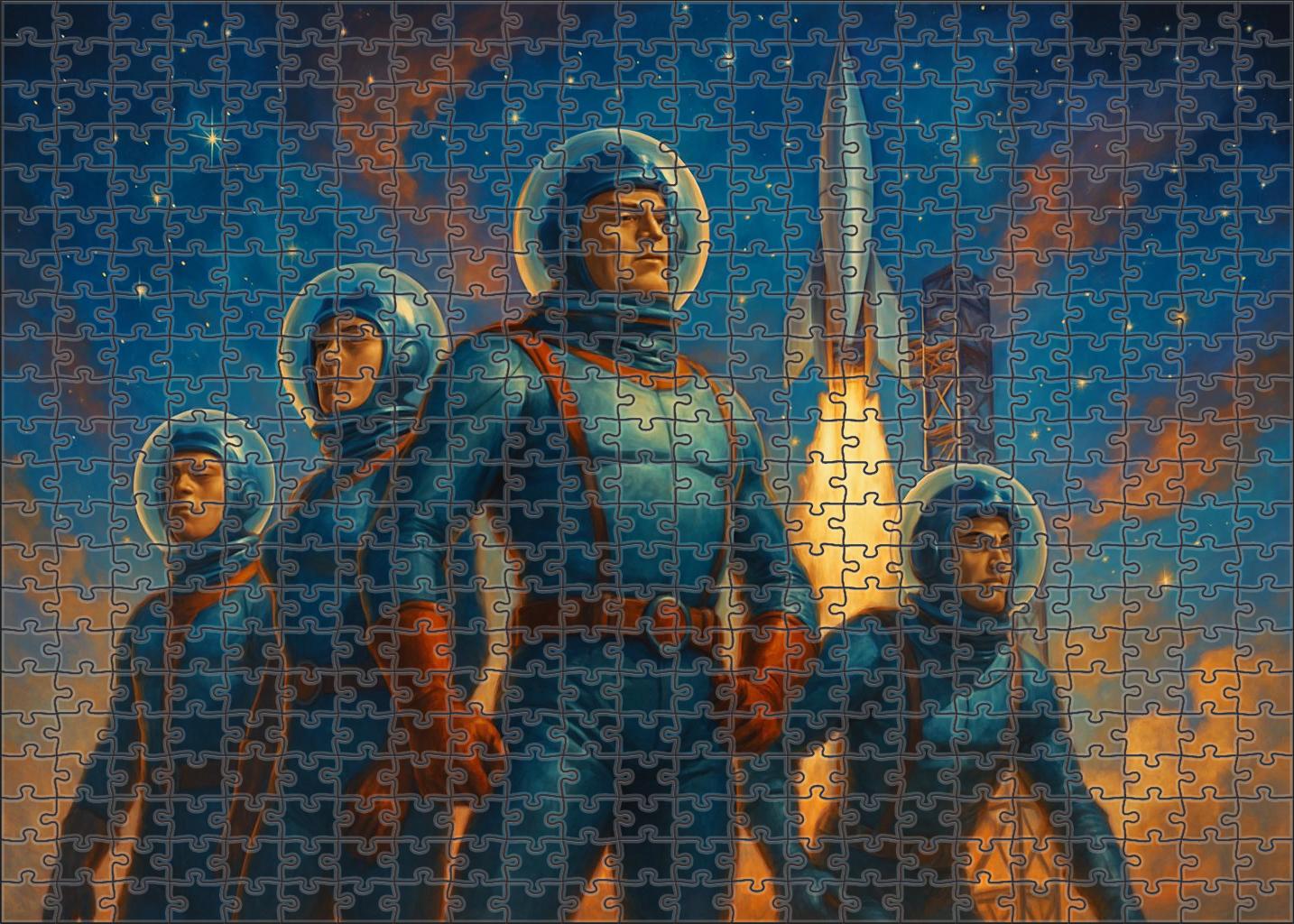 Retro Futurism Space Patrol Sleek Rockets And Atomic Age Optimism 20 Piece Puzzle