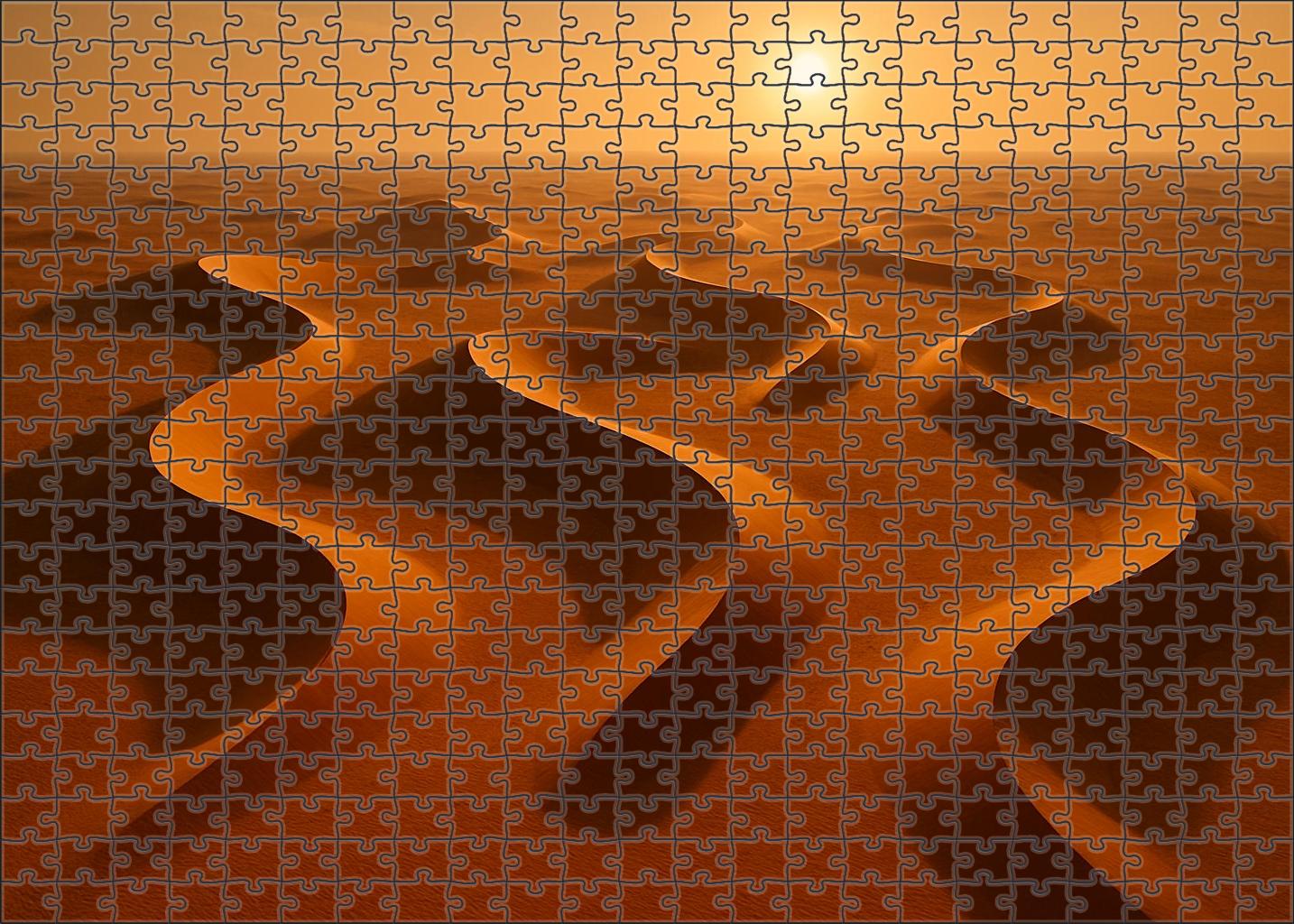 Golden Serpent Dunes Curving Lines Of Liquid Light Premium Puzzle Pieces