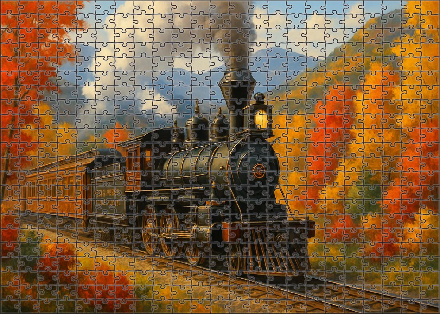 Blue Ridge Heritage Express Vintage Steam Locomotive With Elegant Passenger Cars 20 Piece Puzzle