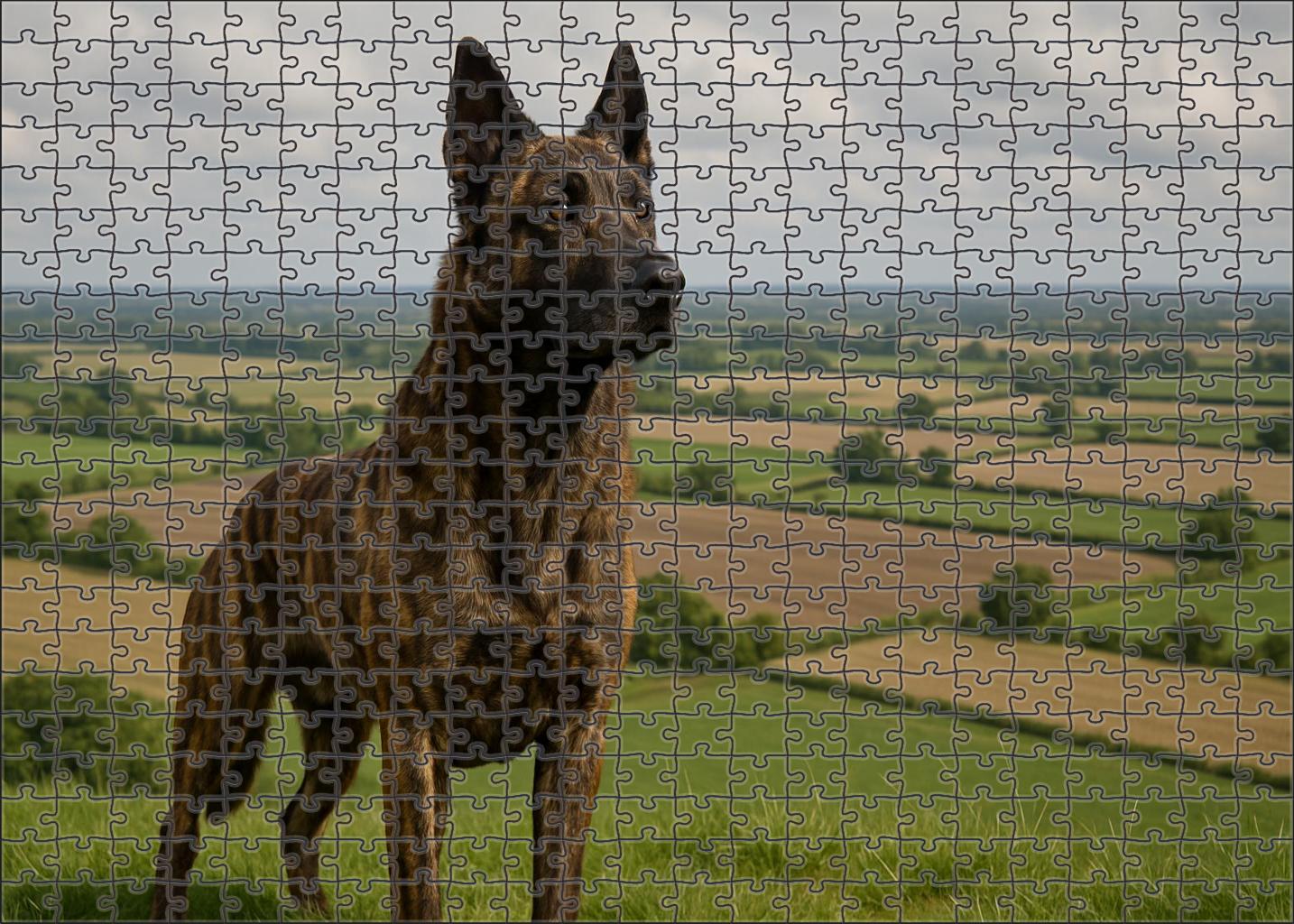 Brindle Muse Striped Working Dog With Alert Expression 200 Piece Puzzle