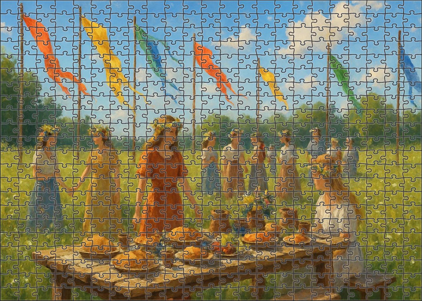 Sun-kissed Meadow Jubilee Bright Banners And Wildflower Crowns Puzzle Fun