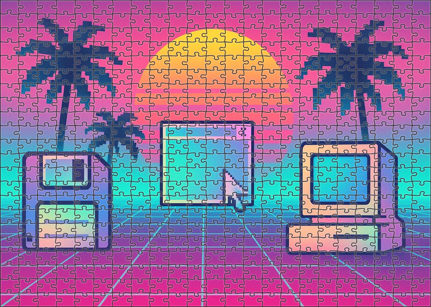 Digital Vaporwave Dreamscape Challenging Puzzles