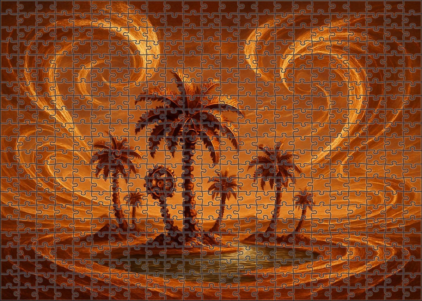 The Clockwork Oasis Mechanical Palms And Gilded Sandstorms Unique Puzzle Design